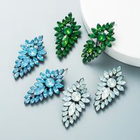 Retroalloy Inlaid Colored Diamonds Multi-layer Willow Leaf Shaped Earrings Wholesale Nihaojewelry main image 1