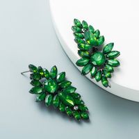 Retroalloy Inlaid Colored Diamonds Multi-layer Willow Leaf Shaped Earrings Wholesale Nihaojewelry main image 7