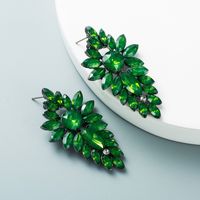 Retroalloy Inlaid Colored Diamonds Multi-layer Willow Leaf Shaped Earrings Wholesale Nihaojewelry sku image 1