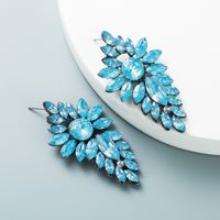 Retroalloy Inlaid Colored Diamonds Multi-layer Willow Leaf Shaped Earrings Wholesale Nihaojewelry sku image 2