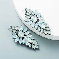 Retroalloy Inlaid Colored Diamonds Multi-layer Willow Leaf Shaped Earrings Wholesale Nihaojewelry sku image 3