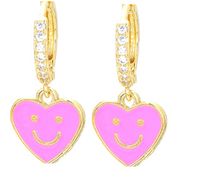 Nihaojewelry Wholesale Jewelry Heart-shaped Smiley Face Color Dripping Copper Earrings sku image 1