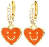 Nihaojewelry Wholesale Jewelry Heart-shaped Smiley Face Color Dripping Copper Earrings sku image 2