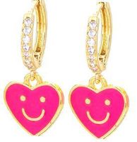 Nihaojewelry Wholesale Jewelry Heart-shaped Smiley Face Color Dripping Copper Earrings sku image 3