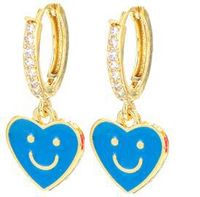 Nihaojewelry Wholesale Jewelry Heart-shaped Smiley Face Color Dripping Copper Earrings sku image 4