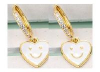 Nihaojewelry Wholesale Jewelry Heart-shaped Smiley Face Color Dripping Copper Earrings sku image 5