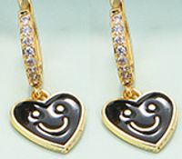 Nihaojewelry Wholesale Jewelry Heart-shaped Smiley Face Color Dripping Copper Earrings sku image 6