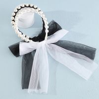 Korean Lace Pearl Tie Bow Hair Band Set Wholesale Nihaojewelry main image 3