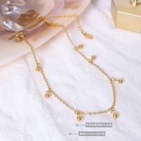 Japanese And Korean Ins Style Simple Fashion Round Beads Anklet Titanium Steel Plated 18 Gold Fashion Trend Round Beads Anklet Ornament S080 main image 3