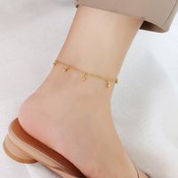 Japanese And Korean Ins Style Simple Fashion Round Beads Anklet Titanium Steel Plated 18 Gold Fashion Trend Round Beads Anklet Ornament S080 main image 5
