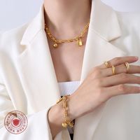 Koreanischer Schlossanhänger Titanstahl Vergoldetes Halskettenarmband Großhandel Nihaojewelry main image 1