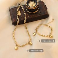 Korean Lock Pendant Titanium Steel Gold Plated Necklace Bracelet Wholesale Nihaojewelry main image 3