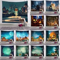 Halloween Hanging Cloth Background Fabric Bedroom Room Decorative Cloth Watercolor Pumpkin Nordic Tapestry Home Cross-border Home main image 1
