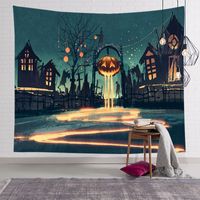 Halloween Hanging Cloth Background Fabric Bedroom Room Decorative Cloth Watercolor Pumpkin Nordic Tapestry Home Cross-border Home main image 6