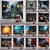 2022 Cross-border Home Halloween Tapestry Skull Pumpkin Printing Bedside Background Cloth Bedroom Wall Decoration Hanging Cloth main image 1