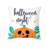 Cross-border Home Cartoon Pumpkin Head Halloween Pillow Cover Peach Skin Fabric Throw Pillowcase Office Sofas Cushion Cover main image 6