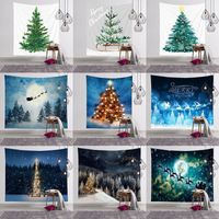 Christmas Watercolor Tree Snow View Print Wall Decoration Tapestry Wholesale Nihaojewelry main image 1