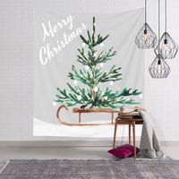 Christmas Watercolor Tree Snow View Print Wall Decoration Tapestry Wholesale Nihaojewelry main image 4