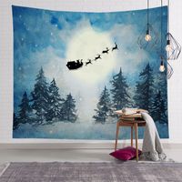 Christmas Watercolor Tree Snow View Print Wall Decoration Tapestry Wholesale Nihaojewelry main image 5