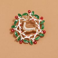 Christmas Deer Wreath Brooch Wholesale Nihaojewelry main image 4