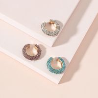 Wholesale Jewelry Fashion C Shape Alloy Artificial Gemstones Diamond Earrings main image 3