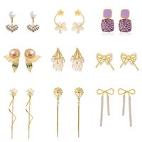 Geometric Bowknot Tassel Pearl Earrings Wholesale Nihaojewelry main image 1