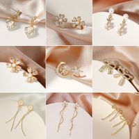 Geometric Bowknot Tassel Pearl Earrings Wholesale Nihaojewelry main image 4