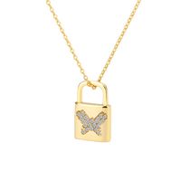 Creative Fashion Diamond Butterfly Lock Pendant Alloy Necklace Wholesale Nihaojewelry main image 1