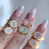 Vintage Tai Chi Oil Dripping Sunflower Heart Ring Wholesale Nihaojewelry main image 2