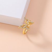 Fashion Golden Opening Adjustable Micro-inlaid Zircon Butterfly Copper Ring Wholesale Nihaojewelry main image 5