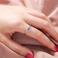 Simple Micro-inlaid Zircon Hollow Heart Copper Ring Wholesale Nihaojewelry main image 1