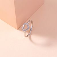 Simple Micro-inlaid Zircon Hollow Heart Copper Ring Wholesale Nihaojewelry main image 3
