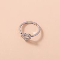 Simple Micro-inlaid Zircon Hollow Heart Copper Ring Wholesale Nihaojewelry main image 4