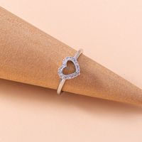 Simple Micro-inlaid Zircon Hollow Heart Copper Ring Wholesale Nihaojewelry main image 5