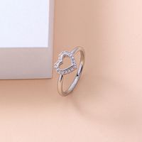 Simple Micro-inlaid Zircon Hollow Heart Copper Ring Wholesale Nihaojewelry main image 6