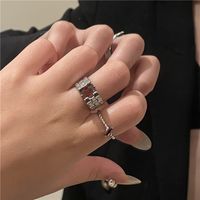 Simple Vintage Woven Texture Inlaid Rhinestone Open Ring Combination Set Wholesale Nihaojewelry main image 6