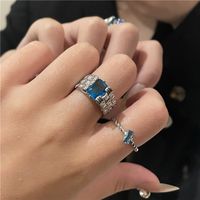 Simple Vintage Woven Texture Inlaid Rhinestone Open Ring Combination Set Wholesale Nihaojewelry main image 4
