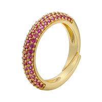 Simple Fashion Micro-inlaid  Multi-color Zircon Adjustable Copper Ring Wholesale Nihaojewelry main image 4