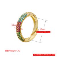 Simple Fashion Micro-inlaid  Multi-color Zircon Adjustable Copper Ring Wholesale Nihaojewelry main image 3