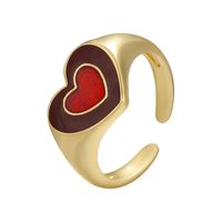 Vintage Color Dripping Oil Heart Shape Color Matching Opening Copper Ring Wholesale Nihaojewelry main image 4