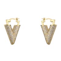Simple Micro-inlaid V-shaped Copper Plated Ear Clip Wholesale Nihaojewelry main image 3