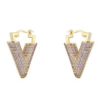 Simple Micro-inlaid V-shaped Copper Plated Ear Clip Wholesale Nihaojewelry main image 6
