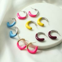 Simple Micro-inlaid Color C-shaped Copper Plated Ear Clip Wholesale Nihaojewelry main image 1