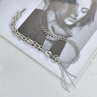 Korean Heart Bow Stitching Diamond Stainless Steel Clavicle Chain Wholesale Nihaojewelry main image 3