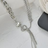 Korean Heart Bow Stitching Diamond Stainless Steel Clavicle Chain Wholesale Nihaojewelry main image 4