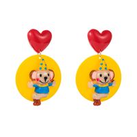 Heart Clown Elephant Round Pendant Earrings Wholesale Nihaojewelry main image 6
