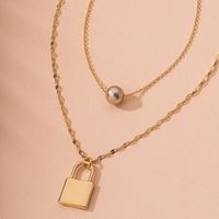 Metal Lock And Beads Texture Clavicle Chain Necklace Wholesale Nihaojewelry sku image 1