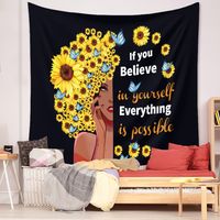 Vintage Fashion Sunflower Girl Painting Tapestry Wall Decoration Background Wholesale Nihaojewelry main image 1
