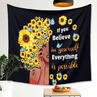 Vintage Fashion Sunflower Girl Painting Tapestry Wall Decoration Background Wholesale Nihaojewelry main image 3