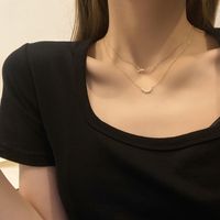 Dongda Simple Double-layer Titanium Steel Necklace Women's Cold Style Retro Trendy Clavicle Chain Internet Celebrity Twin Pendant Wholesale sku image 2